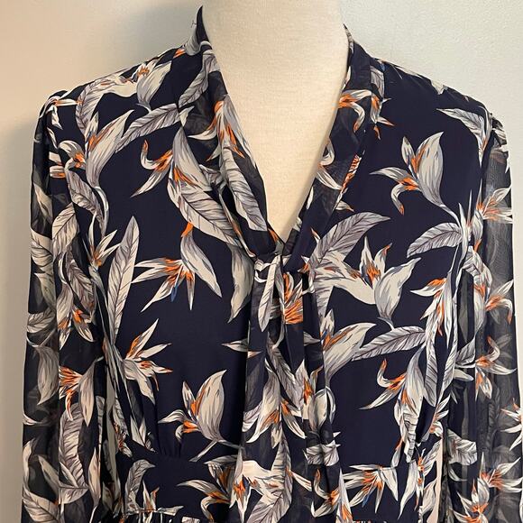 Miusol Women’s Dress Knee Length with Neck Tie Floral - Picture 4 of 5